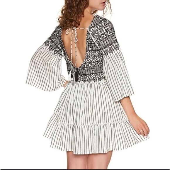 Free People Dresses & Skirts - Free People Lola Embroidered Mini Dress Black White Size Medium
